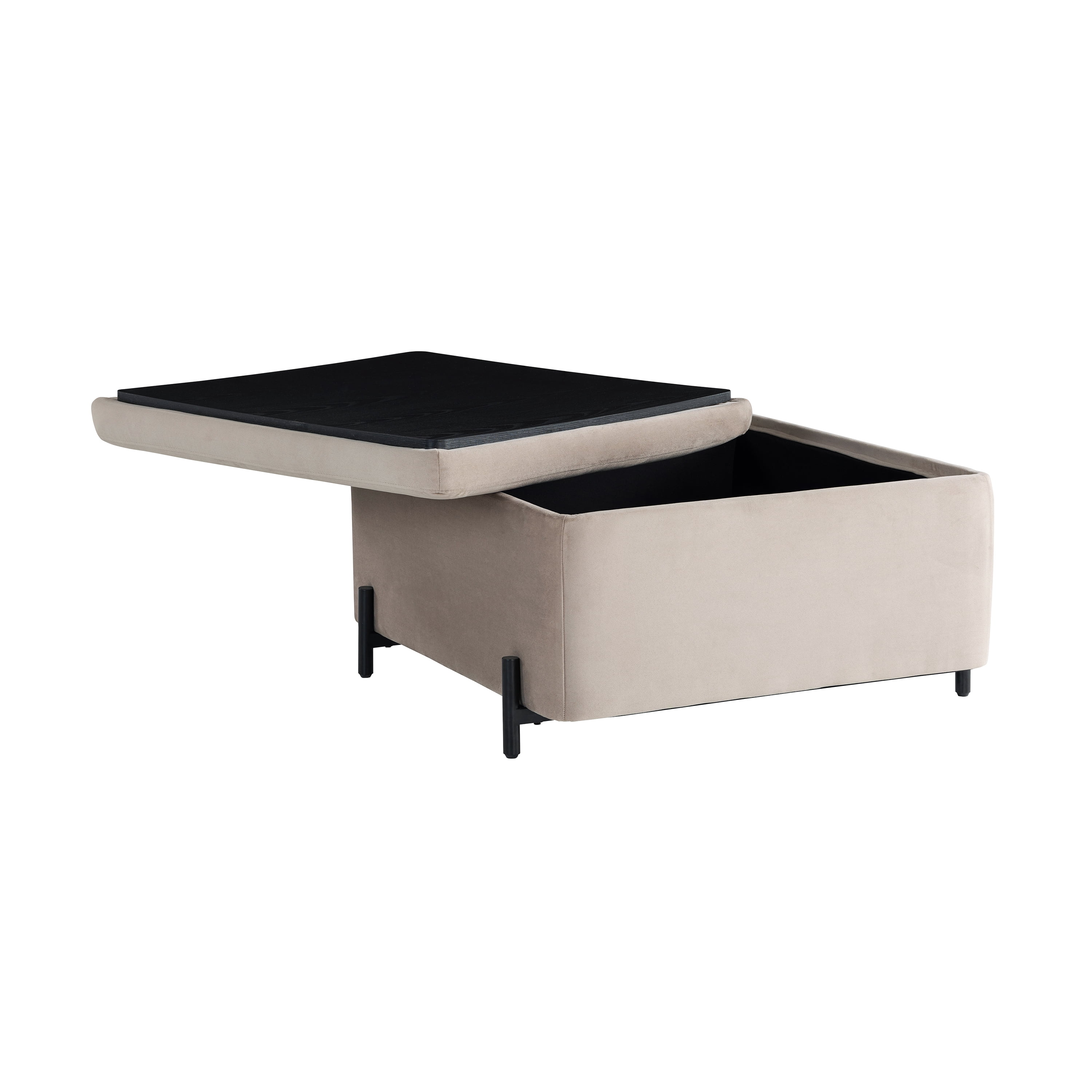 Studio Living Kingston Modern Large Storage Ottoman, Taupe Velvet Fabric