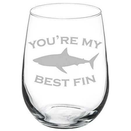 Wine Glass Goblet Best Friend You're My Best Fin Shark (17 oz (Wine My Best Friend)