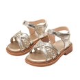 thumbnail image 6 of FINALGANG Little Girls Adjustable Ankle Strap Floral Applique Closed Toe Sandals Shiny Upper Flat Sole Summer Party Kids Princess Sandals Trendy Shoes 18-24 Months, 6 of 7