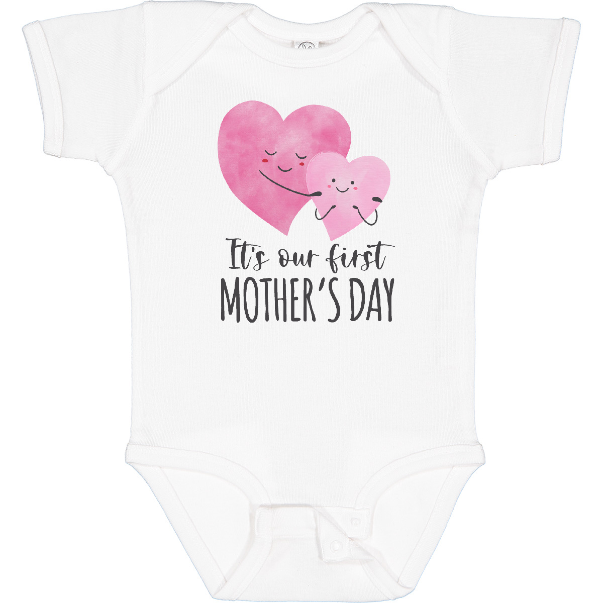 Inktastic It's Our First Mother's Day Cute Hugging Hearts Boys or Girls Baby Bodysuit