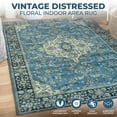 thumbnail image 3 of BNM Classic Damask Medallion Border Indoor Area Rug, 5' x 7', Blue, 3 of 12