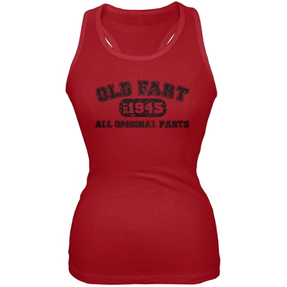 Old Fart Original Parts 1945 Funny Red Juniors Soft Tank Top - X-Large