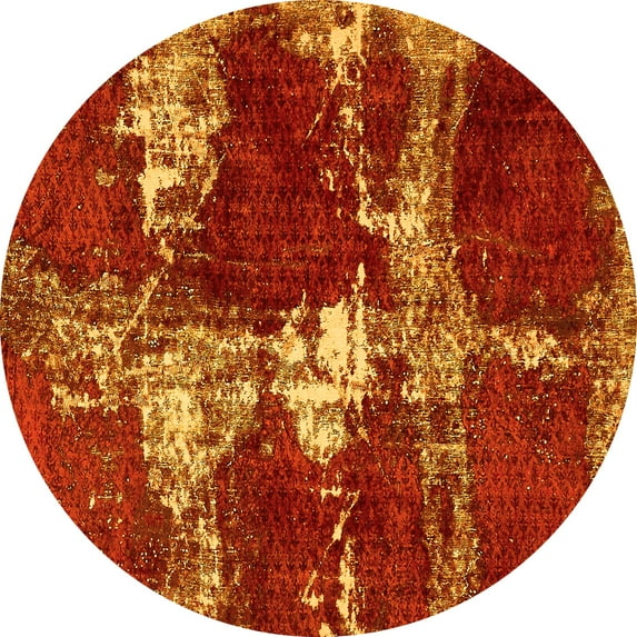 Ahgly Company Indoor Round Persian Yellow Bohemian Area Rugs, 5' Round