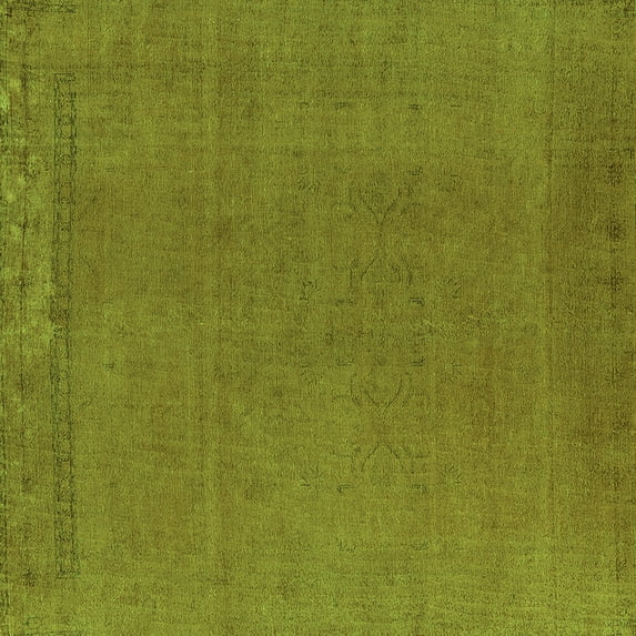 Ahgly Company Indoor Square Oriental Green Industrial Area Rugs, 7' Square