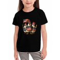 thumbnail image 2 of WTOBBY Toddler Girls Short Sleeve Independence Day Small Print T-Shirt Top - Casual Kids Shirt for Patriotic Fun and Everyday Wear,Black 100, 2 of 5