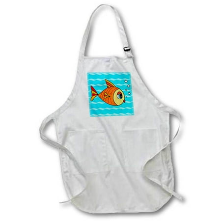 3dRose Go Fish ? Goldfish Design, Full Length Apron, 22 by 30-inch, Black, With Pockets