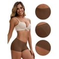 thumbnail image 3 of Unique Bargains Women's High Waist Seamless Ice Silk Breathable Boyshorts S Dark Brown, 3 of 6