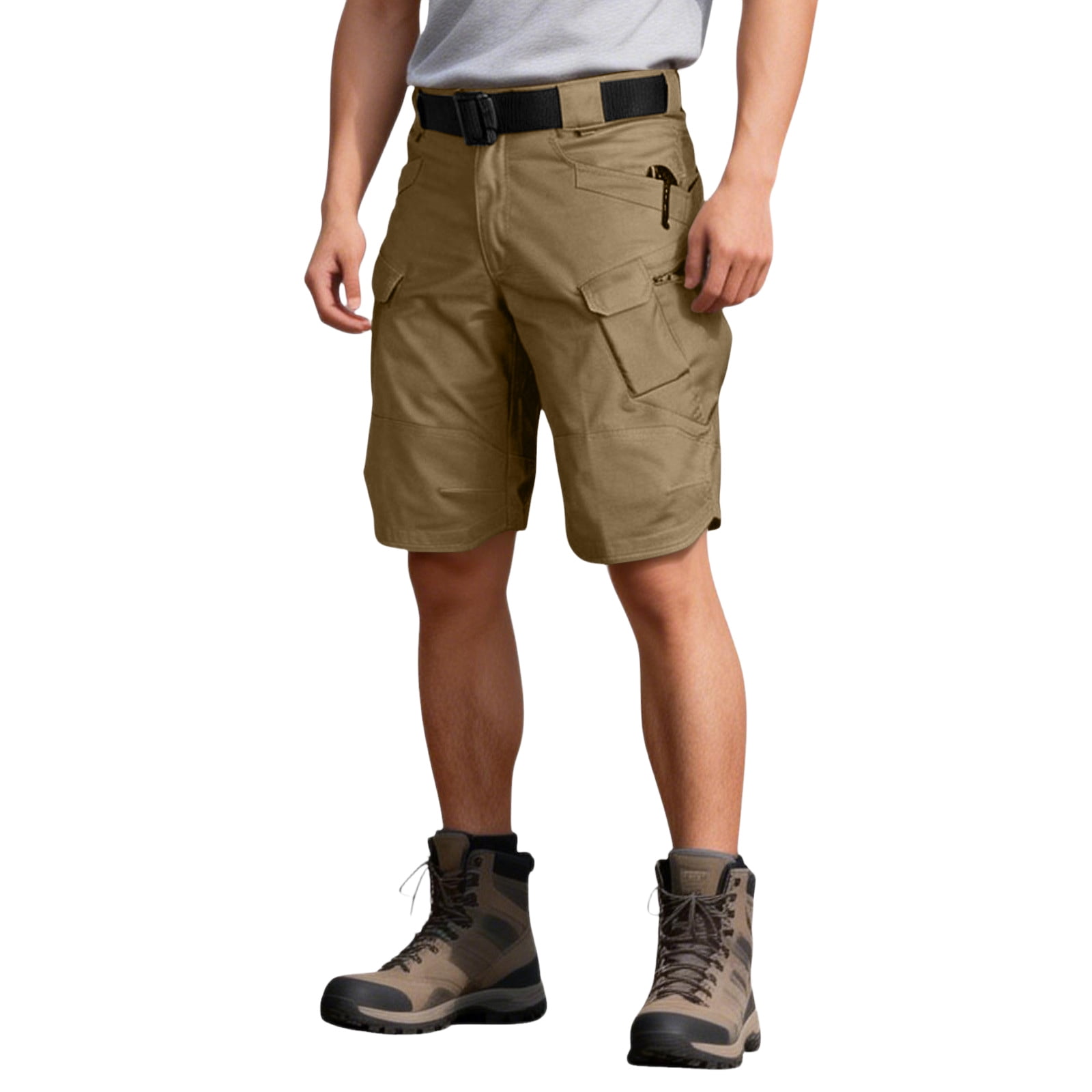 Mens Swim Trunks Men's Casual Resort Tactical Multi-Pocket Cargo Shorts Workwear Utility Crop Pants with Hook and Loop Patches Summer Outdoor Hiking Fishing Shorts Brown 4XL