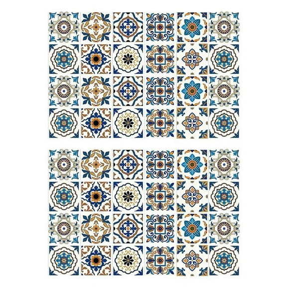 48PCS Self-Adhesive Anti-Oil Sticker Kitchen Stove High Temperature Ceramic Tile Cabinet Waterproof Wall Sticker -S