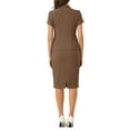 thumbnail image 3 of Conjunto de traje de negocios de 2 piezas para mujeres INSPIRE CHIC, chaqueta de blazer de manga corta y falda lápiz S color marrón óxido, 3 of 6