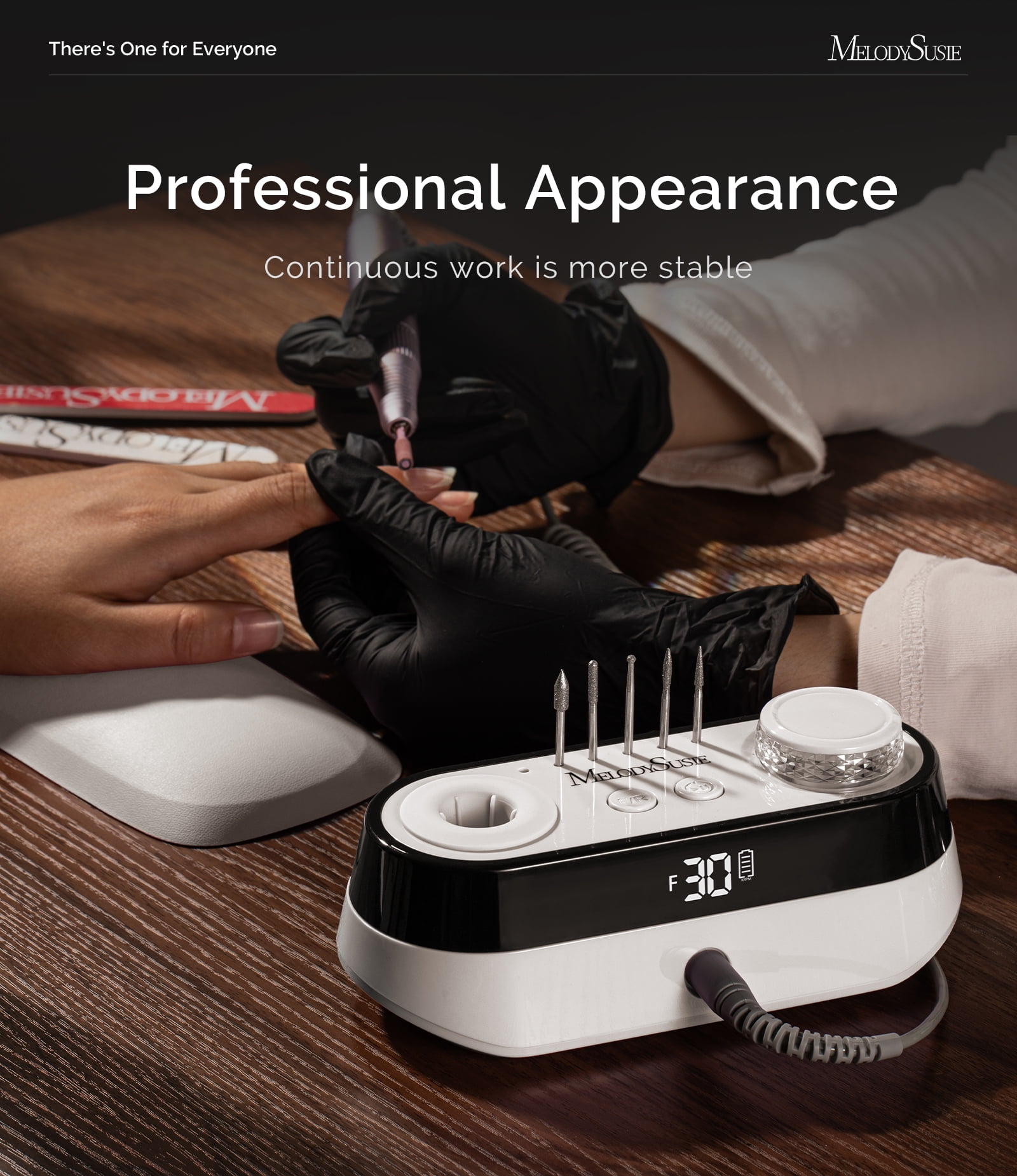 MelodySusie Cordless Desktop Nail Drill,30000RPM SC320A Electric Nail File Kit with LED Display for Acrylic & Gel Nails Removal, Salon & Home Use