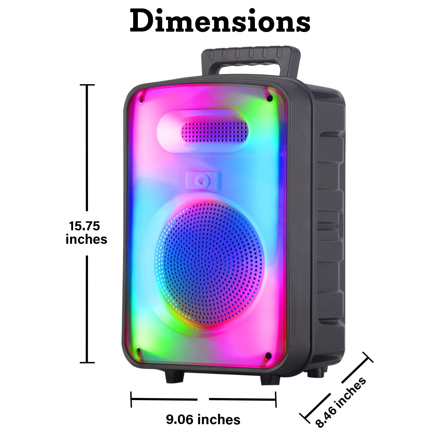 Technical Pro 600W Bluetooth Speaker 8 Inch Rechargeable LED Wireless Mic Remote