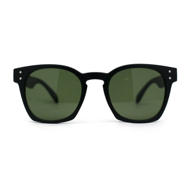 Retro Classy Keyhole Thick Horn Rim Hipster Sunglasses Matte Black Green