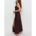 thumbnail image 3 of Vestido de verano KOUNAI satinado de encaje sin espalda con cuello en V maxi negro, 3 of 5
