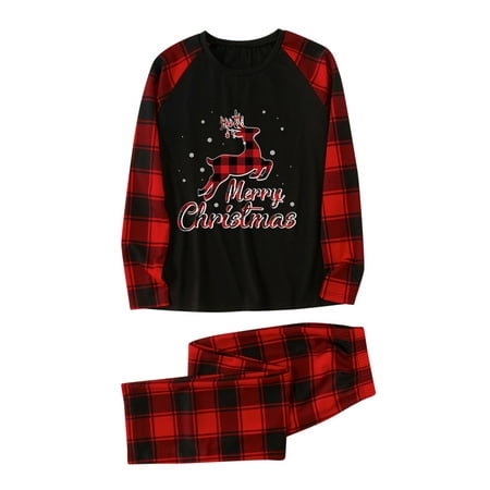 

Honeeladyy Christmas Family Pajamas Parent-child Attire Christmas Suits Patchwork Plaid Printed Homewear Round Neck Long Sleeve Pajamas Two-piece Mom Sets Clearance under 5$