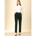 thumbnail image 3 of Pantalón De Terciopelo De Pierna Ancha Elástica Con Bolsillos Y Cintura Alta Para Mujer Verde oscuro S, 3 of 6