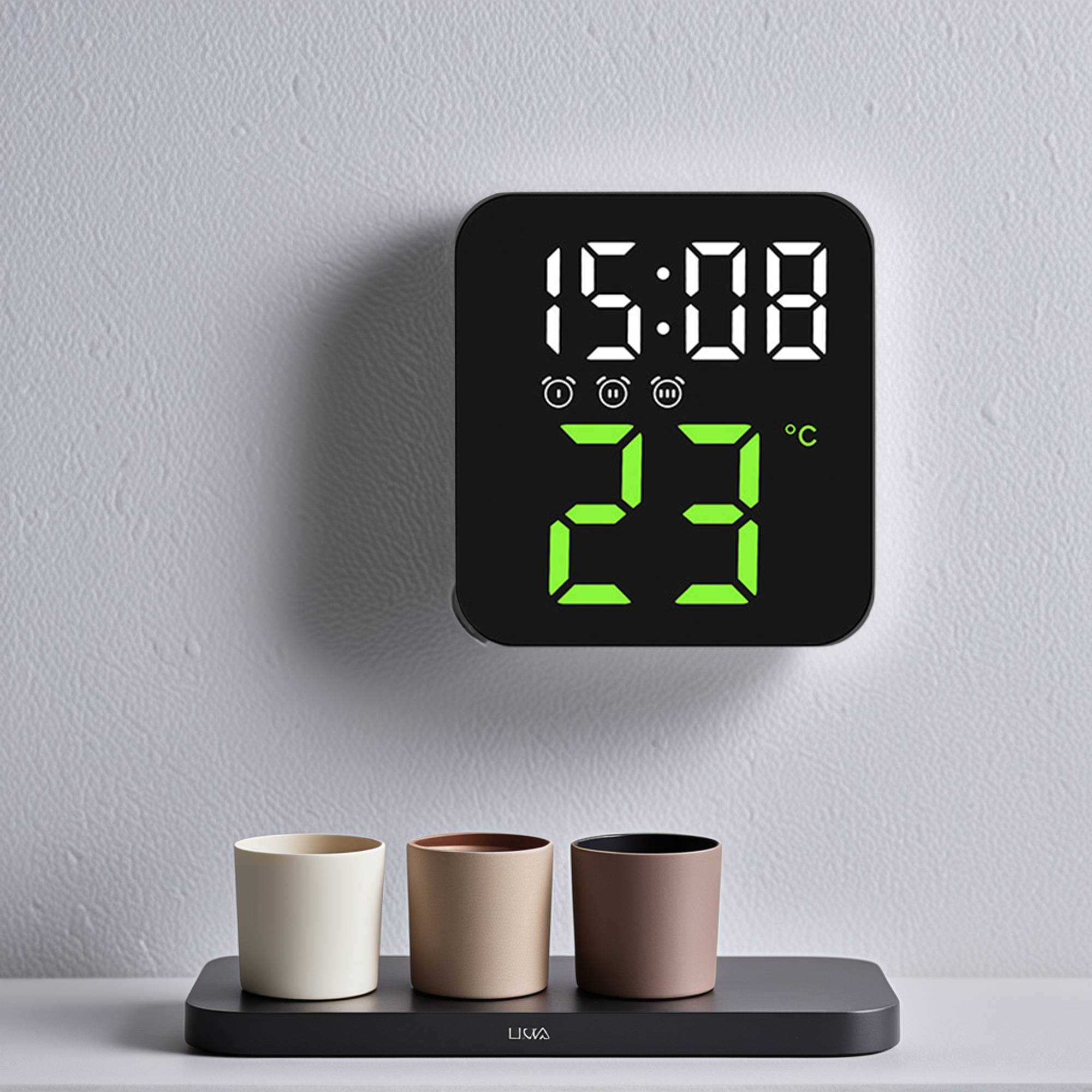 Unique Bargains LED Display Digital Alarm Clock Green 3.9"L x 1.6"W x 4.3"H