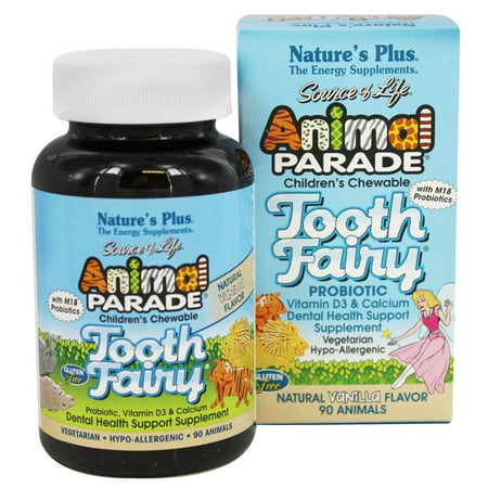 Nature's Plus - Animal Parade Tooth Fairy saveur vanille naturelle pour probiotique enfants - 90 comprimés à croquer
