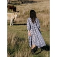 thumbnail image 3 of EASYBRAUS Women Floral Print Maxi Dress Boho Lantern Sleeve Loose Fit Spring 2025 S-2XL, 3 of 8