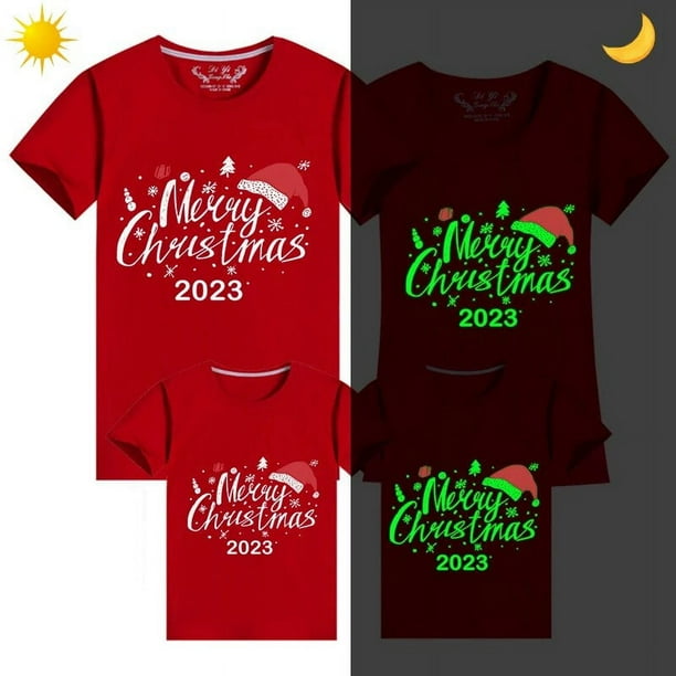 Camisetas navidenas a juego para la familia diseno exclusivo luminoso sombrero de Feliz Navidad camiseta familiar de Navidad 2023 Bodega Aurrera en linea