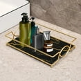 thumbnail image 4 of Bandeja de tocador de baño, organizador de maquilje, portaves de perfume, bandeja de servicio, estante de exhibición de mostrador para dormitorio L Negro Baoblaze Bandeja de tocador de baño, 4 of 8