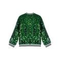 thumbnail image 3 of Rswnyirn Kids Girls Sequin Bomber Jacket Sparkle Long Sleeve Zipper Party Jacket Outwear Coat Green 6, 3 of 7
