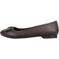 thumbnail image 5 of Womens Genuine Leather Slip On Formal Smart Work School Suit Ballerina Style Dolly Shoes - Dark Brown - US 6, 5 of 7