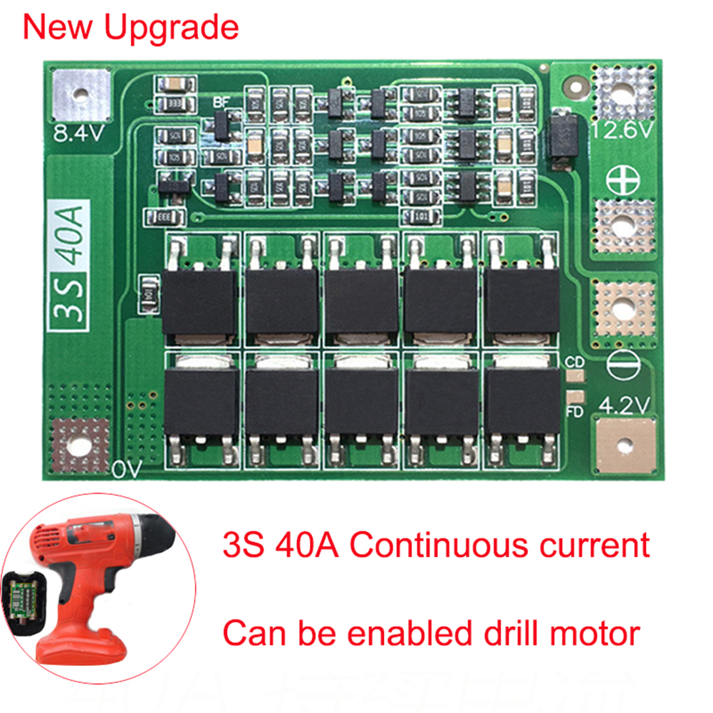 3S 40A 11.1V 12.6V 18650 Lithium Battery Protection Board Standard;3S