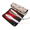 thumbnail image 3 of Hair Tool Organizer Bag with Heat Resistant Mat Removable Travel Storage Case for Hot Air Brushes Curling Irons Blue Flowers and Pink Leaves, 3 of 8