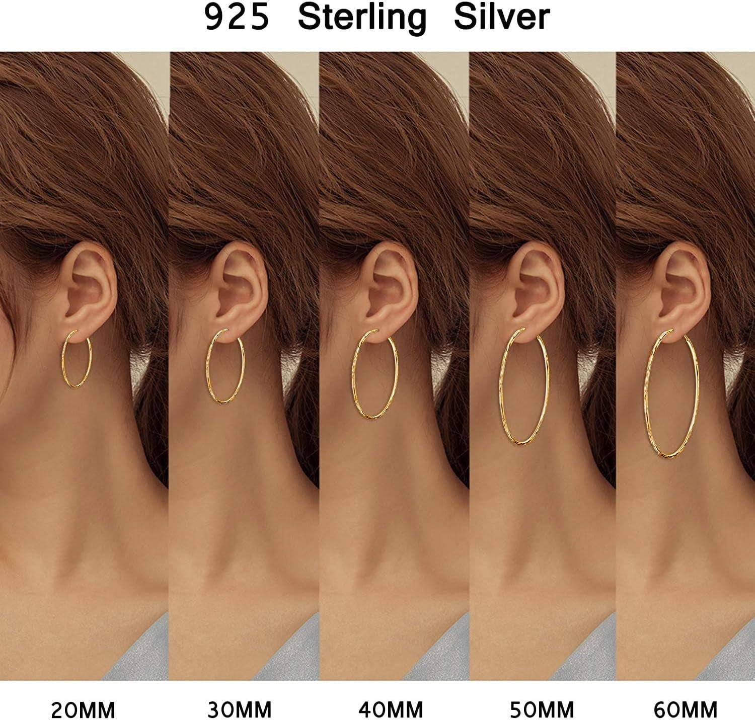 DOLIOX 925 Sterling Silver Circle Endless Hoop Earrings for Women 20 30 40 50 60 70mm