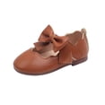 thumbnail image 2 of Girls' Solid Color Bow Flat Shoes, Soft Sole Ballet Style Mary Janes, Ideal for School, Parties, and Everyday Casual Wear Brown 15-18 Months, 2 of 7
