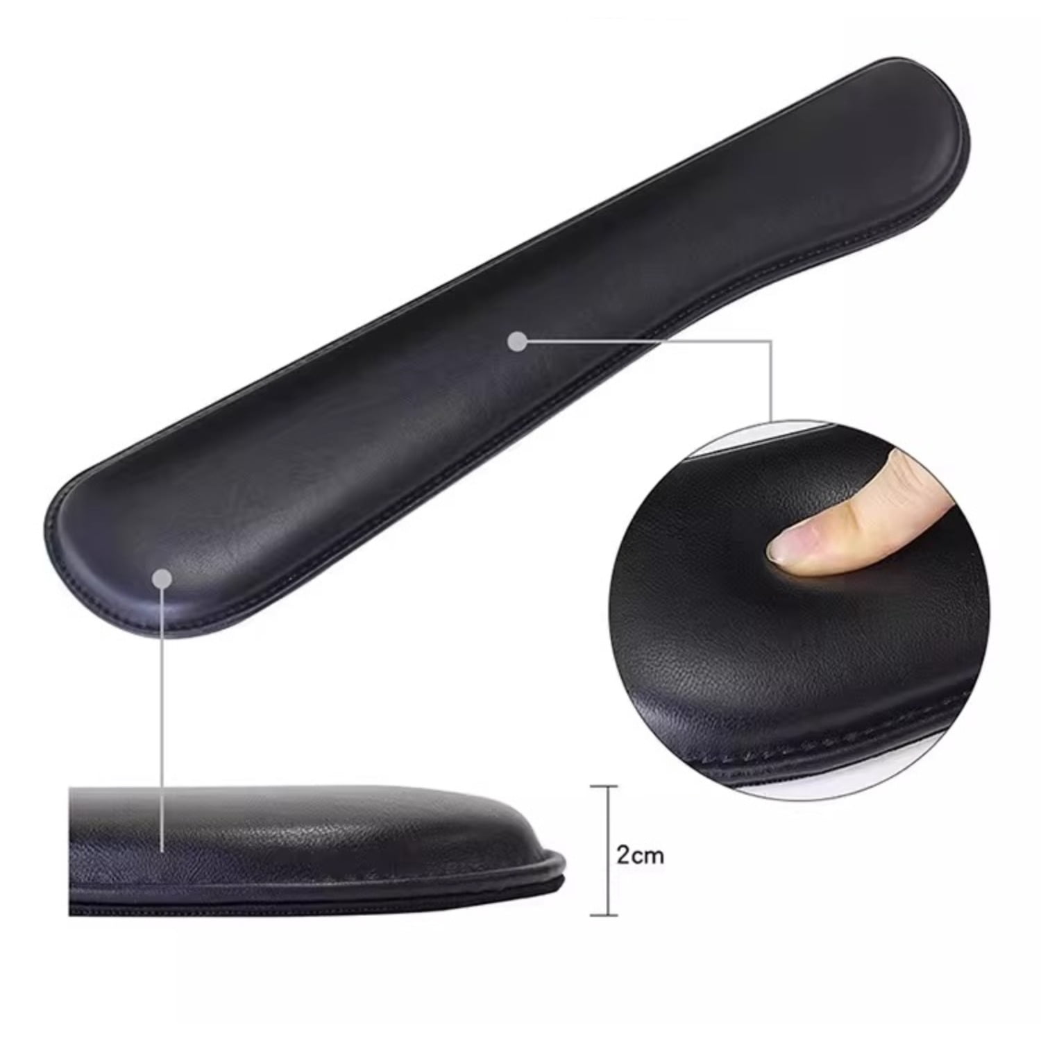Stitched Leather Wrist Rest Set, Non-Slip Mouse Pad and Keyboard Wrist Support for Laptop and Office