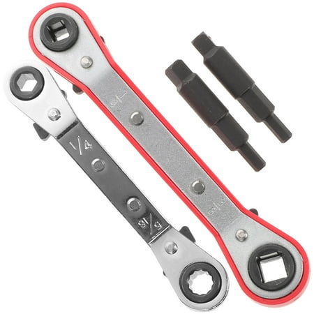 

1 Set HVAC Dual Headed Ratchet Wrenches AC Refrigeration Tools with Hex Bit Adapters