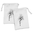 thumbnail image 1 of Tree Fabric Pouch Set of 2, Illustration of an Autumn Tree with Dried Branches Dramatic Nature Print, Small Drawstring Bag for Toiletries Masks and Favors, 9" x 6", Black White, by Ambesonne, 1 of 2