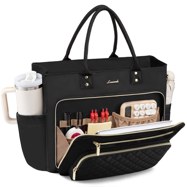 Bolsa de mano LOVEVOOK Teacher para mujer, trabajo, con soporte para portátil, color negro