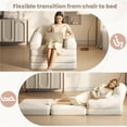 thumbnail image 3 of Yaheetech 2-in-1 Convertible Chair Bed Folding Sleep Chair Chenille Couch with Armrests Plush Bean Bag Chair for Living Room, Beige, 3 of 7