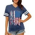 thumbnail image 2 of Usa 250Th Anniversary Shirt Women's Casual Floral Print Loose Fit Tee Everyday Breathable Women's T Shirts Dark Blue L, 2 of 4