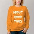 thumbnail image 3 of Women's About Good Time Pattern Crew Neck Pullover Cozy Clothes Autumn Winter, 3 of 11
