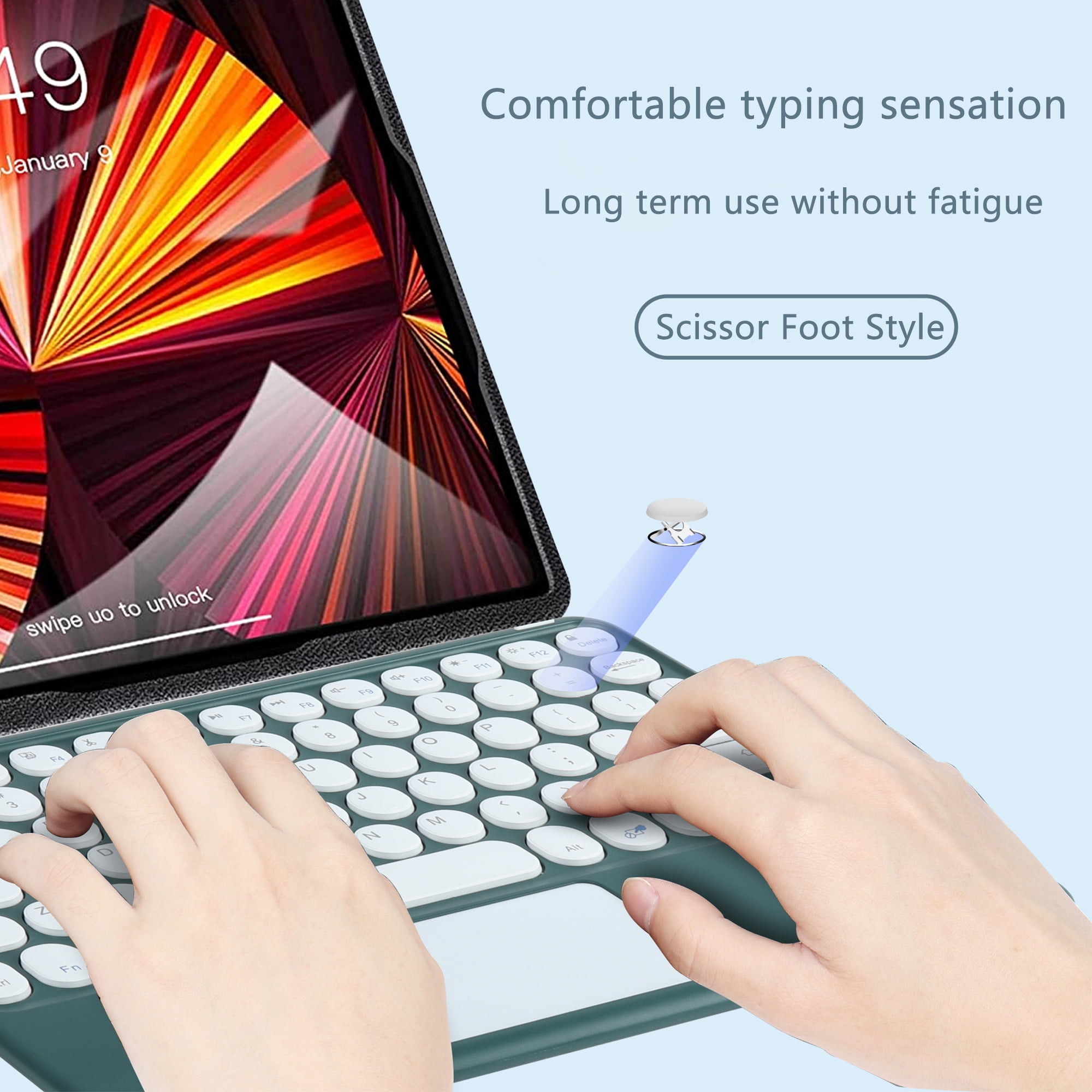 PloutoRich 10 inch Bluetooth Keyboard with Touchpad, 78 Keys Magnetic Wireless Keyboard, Ultra-Slim Rechargeable Wireless Keyboard for Laptop Tablet PC Computer
