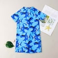 thumbnail image 4 of MEZZALL Boys Print Zipper Swimsuit Vacation Hawaii Beachwear High Stretch Comfort Fit For Toddler Kids Swimming & Beach Play, Blue, 6-12 Months, 4 of 5