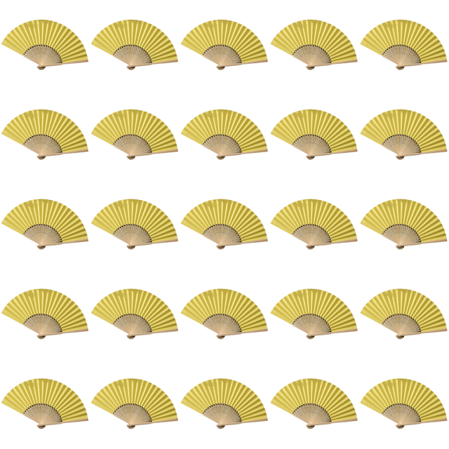Abanico Mano Plegable Bolsillo Papel Bambú DIY para Fiesta Bodas() Amarillo