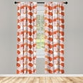 thumbnail image 2 of Ambesonne Orange 4-Panel Curtains, Blooming Lotus Leaves, 56"x95", Orange Ruby Salmon, 2 of 4