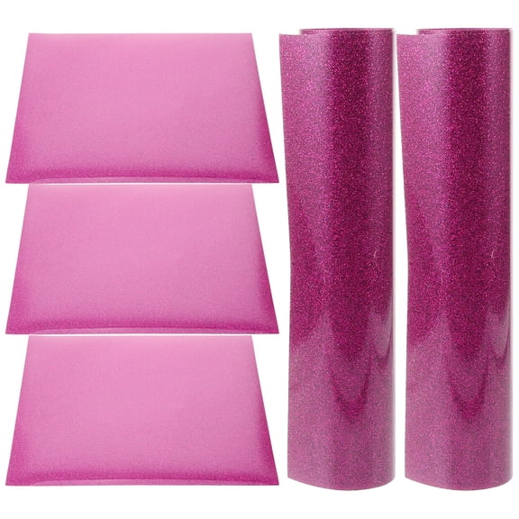 HOMEMAXS  5 PCS Glitter Heat Transfer Film Gold Vinyl Puff Tape Apparel Purple