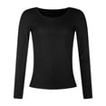 thumbnail image 4 of felwors Women's Ribbed Long Sleeve Scoop Neck Fitted T-Shirt - Basic Casual Slim Fit Stretch Tee for Everyday Wear Black, M, 4 of 6