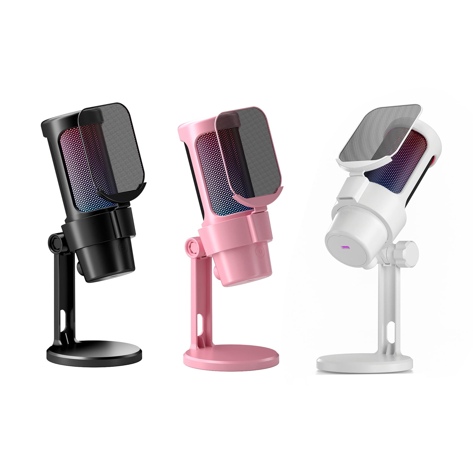 Condenser Microphone for PC USB Connection Color Lights for Recording and Podcasting Live Singing Solid Base