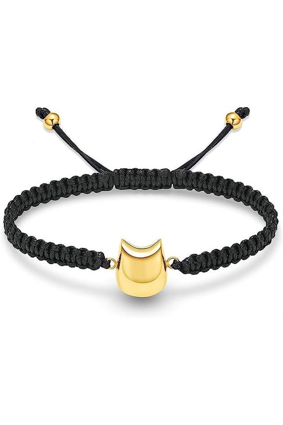 Adjustable Cat Cremation Urn Bracelet for Ashes for Human Pet Stainless Steel Memorial Ashes Cute Cat Urn Bangle Keepsake Bracelet