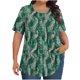 thumbnail image 1 of Top Plisado Gradiente de las Mujeres, Cuello de la Tripulación Manga Corta Blusa Suelta para el Hogar Y el Uso Diario, Ligera Túnica de Moda Casual, 1 of 8