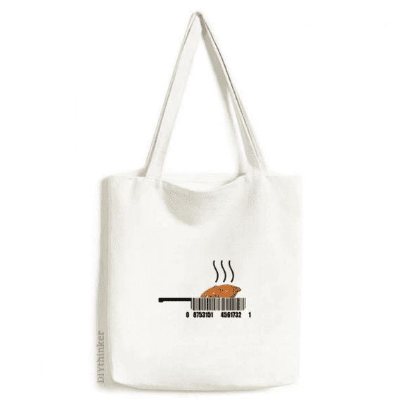 Meat Barbecue Food Pan Art Deco Fashion Tote Canvas Bag Shopping Satchel Casual Handbag