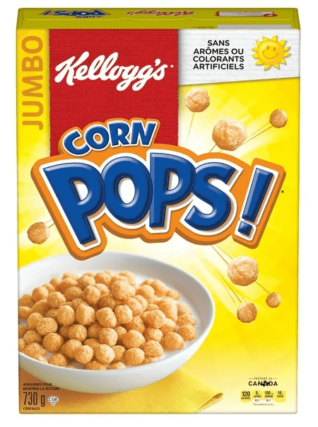 Kellogg's Canadian Corn Pops Cereal, Jumbo Size, 730g (2 Pack)