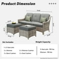 thumbnail image 3 of Ovios 3 Pieces Outdoor Furniture Rattan Patio Conversation Set with Ottoman for Backyard, 3 of 3